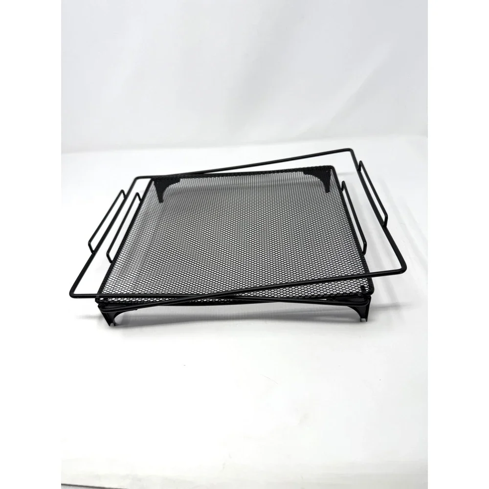 Black Metal Mesh Collapsible Locker Shelf Folding Storage Organizer 12 Inch Tall